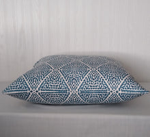 Load image into Gallery viewer, Blue Pillow Cover Geometric Tribal FREE PIPING 18x18 20x20 22x22 24x24 13x20
