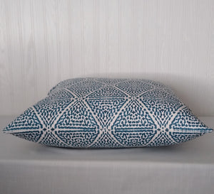 Blue Pillow Cover Geometric Tribal FREE PIPING 18x18 20x20 22x22 24x24 13x20