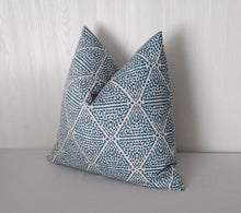 Load image into Gallery viewer, Blue Pillow Cover Geometric Tribal FREE PIPING 18x18 20x20 22x22 24x24 13x20
