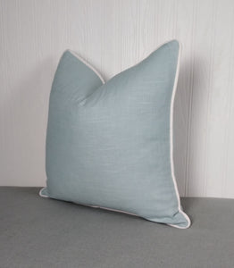 Light Blue Pillow Cover Baby Blue Sky Blue Linen Rayon FREE PIPING 18x18 20x20 22x22 24x24 MADE TO ORDER