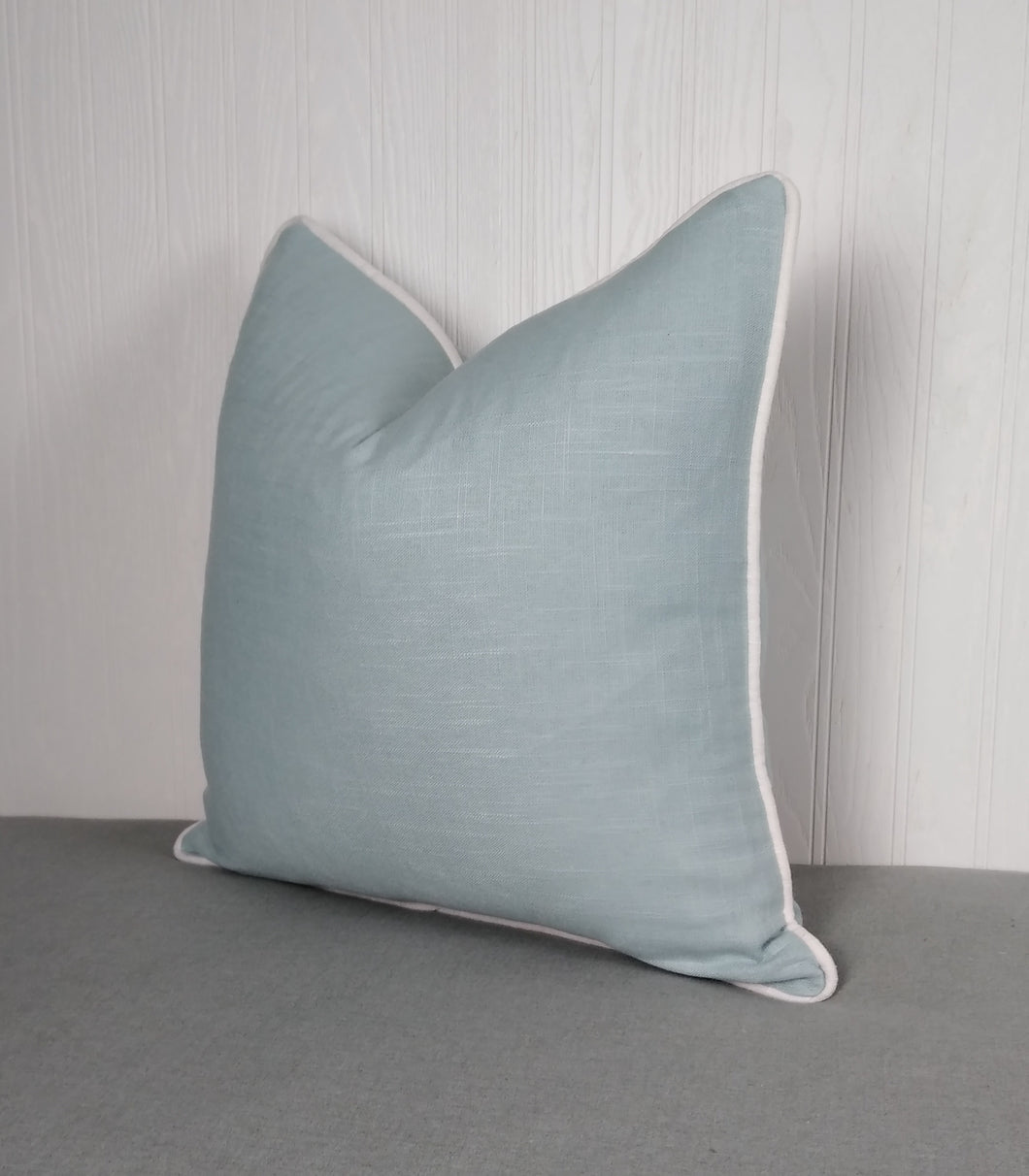 Light Blue Pillow Cover Baby Blue Sky Blue Linen Rayon FREE PIPING 18x18 20x20 22x22 24x24 MADE TO ORDER