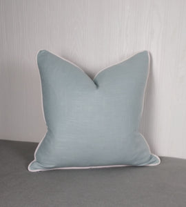 Light Blue Pillow Cover Baby Blue Sky Blue Linen Rayon FREE PIPING 18x18 20x20 22x22 24x24 MADE TO ORDER