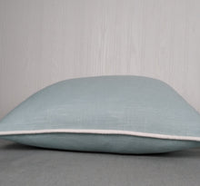 Load image into Gallery viewer, Light Blue Pillow Cover Baby Blue Sky Blue Linen Rayon FREE PIPING 18x18 20x20 22x22 24x24 MADE TO ORDER
