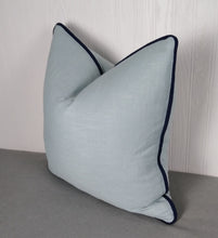 Load image into Gallery viewer, Light Blue Pillow Cover Baby Blue Sky Blue Linen Rayon FREE PIPING 18x18 20x20 22x22 24x24 MADE TO ORDER
