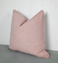 Load image into Gallery viewer, Pink Pillow Cover with White Spots Woven Chenille FREE PIPING 18x18 20x20 22x22 24x24 ON SALE!
