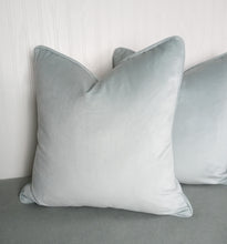 Load image into Gallery viewer, Light Blue Velvet Pillow Cover FREE PIPING 18X18 20X20 22X22 24X24
