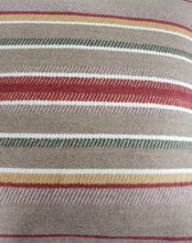 Load image into Gallery viewer, Taupe Wool Pillow Cover Taupe Burgundy Ivory Stripe &quot;Blanket&quot; Pillow Cover 18x18 20x20 22x22
