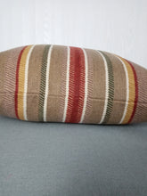 Load image into Gallery viewer, Taupe Wool Pillow Cover Taupe Burgundy Ivory Stripe &quot;Blanket&quot; Pillow Cover 18x18 20x20 22x22
