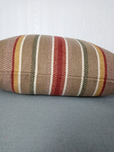 Taupe Wool Pillow Cover Taupe Burgundy Ivory Stripe "Blanket" Pillow Cover 18x18 20x20 22x22