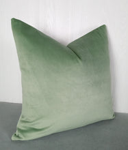 Load image into Gallery viewer, Green Velvet Pillow Cover Sage Eucalyptus FREE PIPING 18X18 20x20 22x22 24x24
