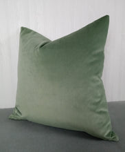 Load image into Gallery viewer, Green Velvet Pillow Cover Sage Eucalyptus FREE PIPING 18X18 20x20 22x22 24x24
