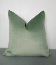 Load image into Gallery viewer, Green Velvet Pillow Cover Sage Eucalyptus FREE PIPING 18X18 20x20 22x22 24x24
