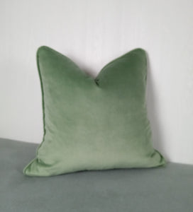 Green Velvet Pillow Cover Sage Eucalyptus FREE PIPING 18X18 20x20 22x22 24x24