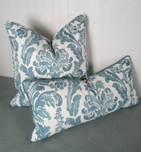 Load image into Gallery viewer, Blue and White Pillow Cover Painterly Damask FREE PIPING 18x18 20x20 22x22 24x24 13x20 14x22
