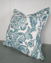 Load image into Gallery viewer, Blue and White Pillow Cover Painterly Damask FREE PIPING 18x18 20x20 22x22 24x24 13x20 14x22
