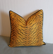 Load image into Gallery viewer, Tiger Pillow Cover Animal Skins Gold and Black 16x16 18x18 20x20 22x22 24x24 FREE PIPING ON SALE!
