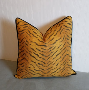 Tiger Pillow Cover Animal Skins Gold and Black 16x16 18x18 20x20 22x22 24x24 FREE PIPING ON SALE!