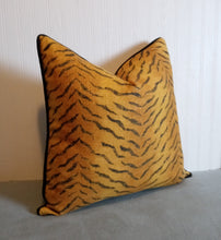 Load image into Gallery viewer, Tiger Pillow Cover Animal Skins Gold and Black 16x16 18x18 20x20 22x22 24x24 FREE PIPING ON SALE!
