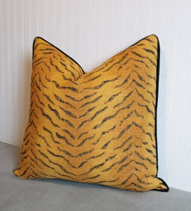 Tiger Pillow Cover Animal Skins Gold and Black 16x16 18x18 20x20 22x22 24x24 FREE PIPING ON SALE!