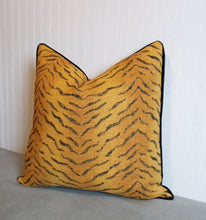 Load image into Gallery viewer, Tiger Pillow Cover Animal Skins Gold and Black 16x16 18x18 20x20 22x22 24x24 FREE PIPING ON SALE!
