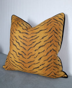 Tiger Pillow Cover Animal Skins Gold and Black 16x16 18x18 20x20 22x22 24x24 FREE PIPING ON SALE!