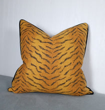 Load image into Gallery viewer, Tiger Pillow Cover Animal Skins Gold and Black 16x16 18x18 20x20 22x22 24x24 FREE PIPING ON SALE!
