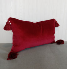 Load image into Gallery viewer, Red Velvet Pillow Cover Deep Ruby Chianti 14x22&quot; Lumbar
