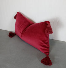 Load image into Gallery viewer, Red Velvet Pillow Cover Deep Ruby Chianti 14x22&quot; Lumbar
