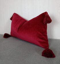 Load image into Gallery viewer, Red Velvet Pillow Cover Deep Ruby Chianti 14x22&quot; Lumbar
