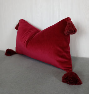 Red Velvet Pillow Cover Deep Ruby Chianti 14x22" Lumbar