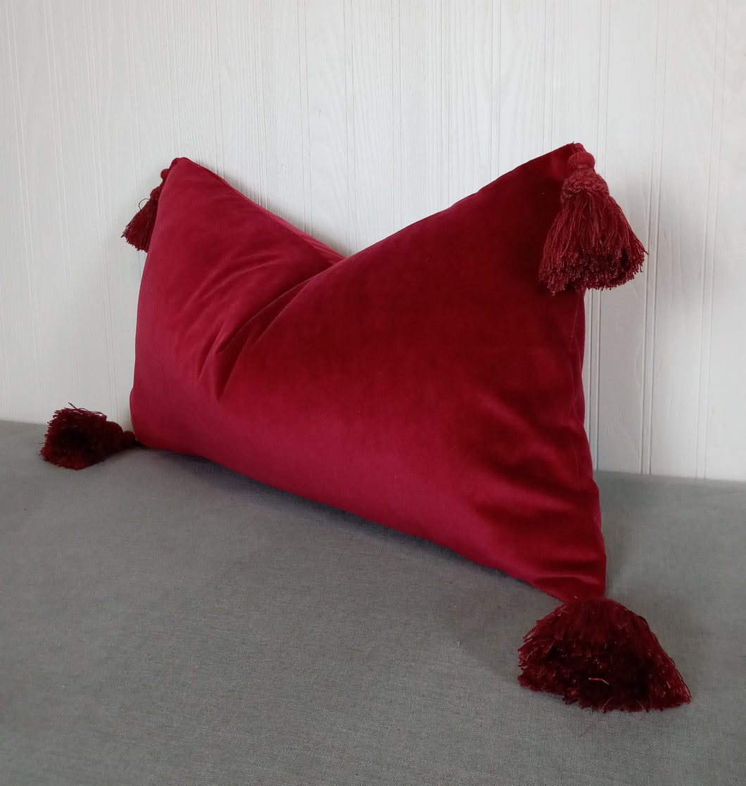 Red Velvet Pillow Cover Deep Ruby Chianti 14x22