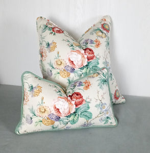 Floral Pillow Cover Summer Hill Fabric FREE PIPING 18X18 20X20 22x22 MADE TO ORDER