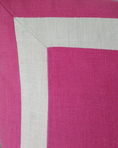 Fuchsia Pink Pillow Cover with Mitered Band 20x20 22x22 24x24 MADE TO ORDER