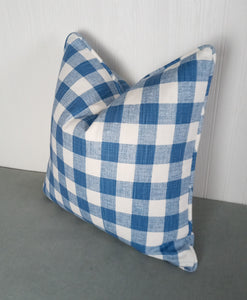 Buffalo Check Pillow Cover Medium Blue FREE PIPING  20x20"