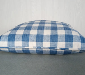 Buffalo Check Pillow Cover Medium Blue FREE PIPING  20x20"