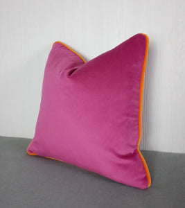 Fuchsia Velvet Pillow Cover Pink FREE PIPING 18x18 20x20 22x22 24x24 MADE TO ORDER