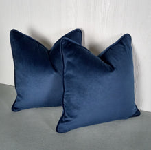 Load image into Gallery viewer, Navy Blue Pillow Cover Velvet FREE PIPING 18x18 20x20 22x22 24x24
