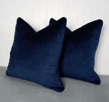 Load image into Gallery viewer, Navy Blue Pillow Cover Velvet FREE PIPING 18x18 20x20 22x22 24x24
