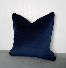 Load image into Gallery viewer, Navy Blue Pillow Cover Velvet FREE PIPING 18x18 20x20 22x22 24x24
