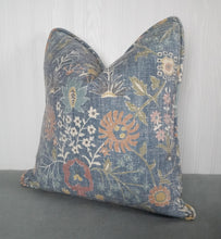 Load image into Gallery viewer, Blue Pillow Cover Linen Cotton with Terracotta, Off White, Periwinkle FREE PIPING 18x18020x20 22x22 24x24 Made To Order
