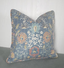 Load image into Gallery viewer, Blue Pillow Cover Linen Cotton with Terracotta, Off White, Periwinkle FREE PIPING 18x18020x20 22x22 24x24 Made To Order
