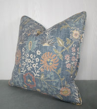 Load image into Gallery viewer, Blue Pillow Cover Linen Cotton with Terracotta, Off White, Periwinkle FREE PIPING 18x18020x20 22x22 24x24 Made To Order
