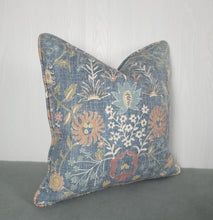 Load image into Gallery viewer, Blue Pillow Cover Linen Cotton with Terracotta, Off White, Periwinkle FREE PIPING 18x18020x20 22x22 24x24 Made To Order
